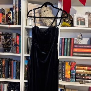 Lulu's dark slate Velvet Maxi Dress